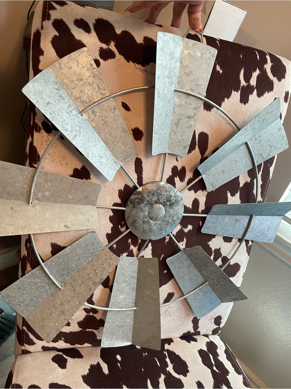 Galvanized Metal Windmill Wall Accent - Silver Rustic Charm